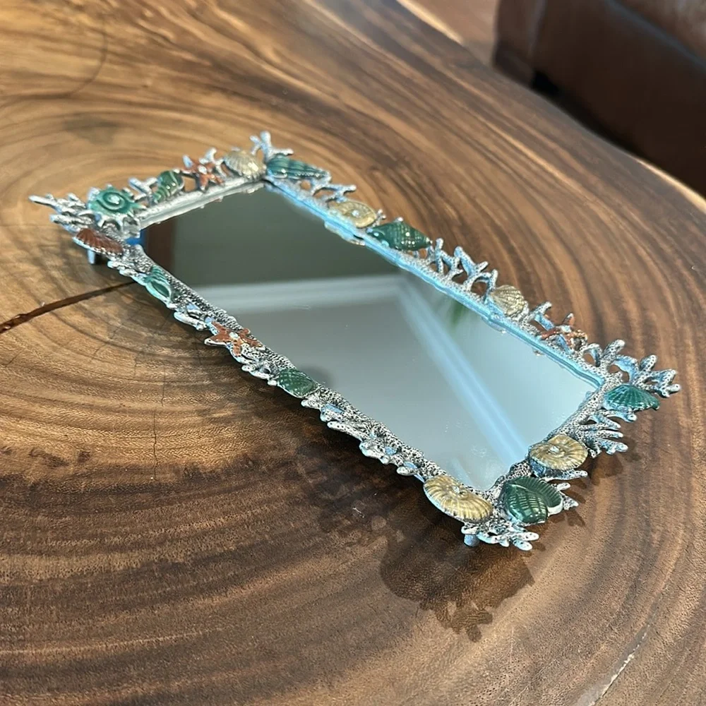 Pier 1 Coastal Shell Mirror Tray – Nautical Beach Decor